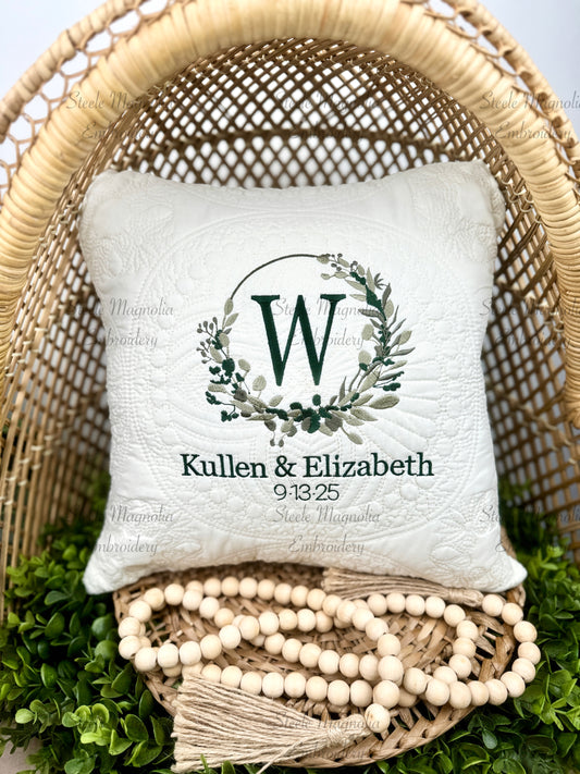 Boho Greenery Heirloom Wedding Throw Pillow Gift