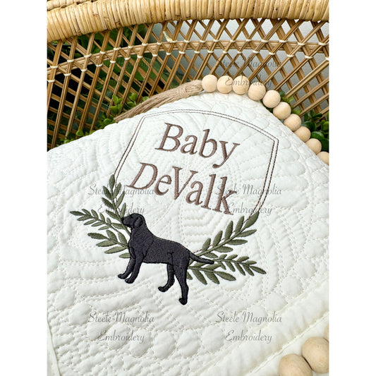 Gender Neutral Labrador Crest Heirloom Quilt