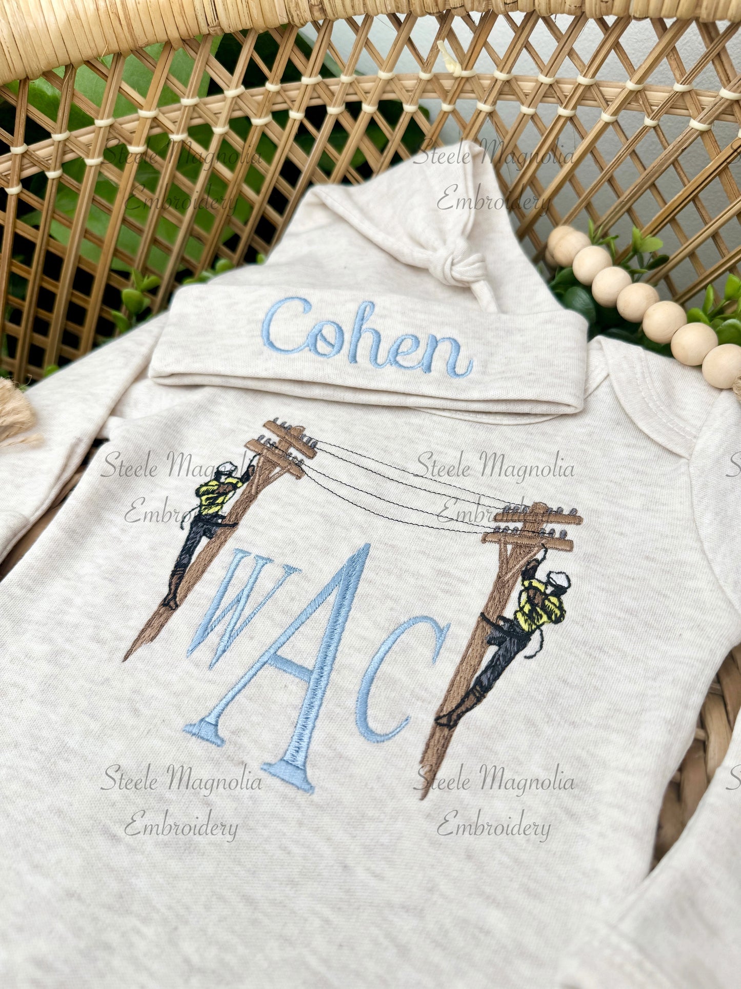Lineman Infant Coming Home Outfit Gown/Romper Set