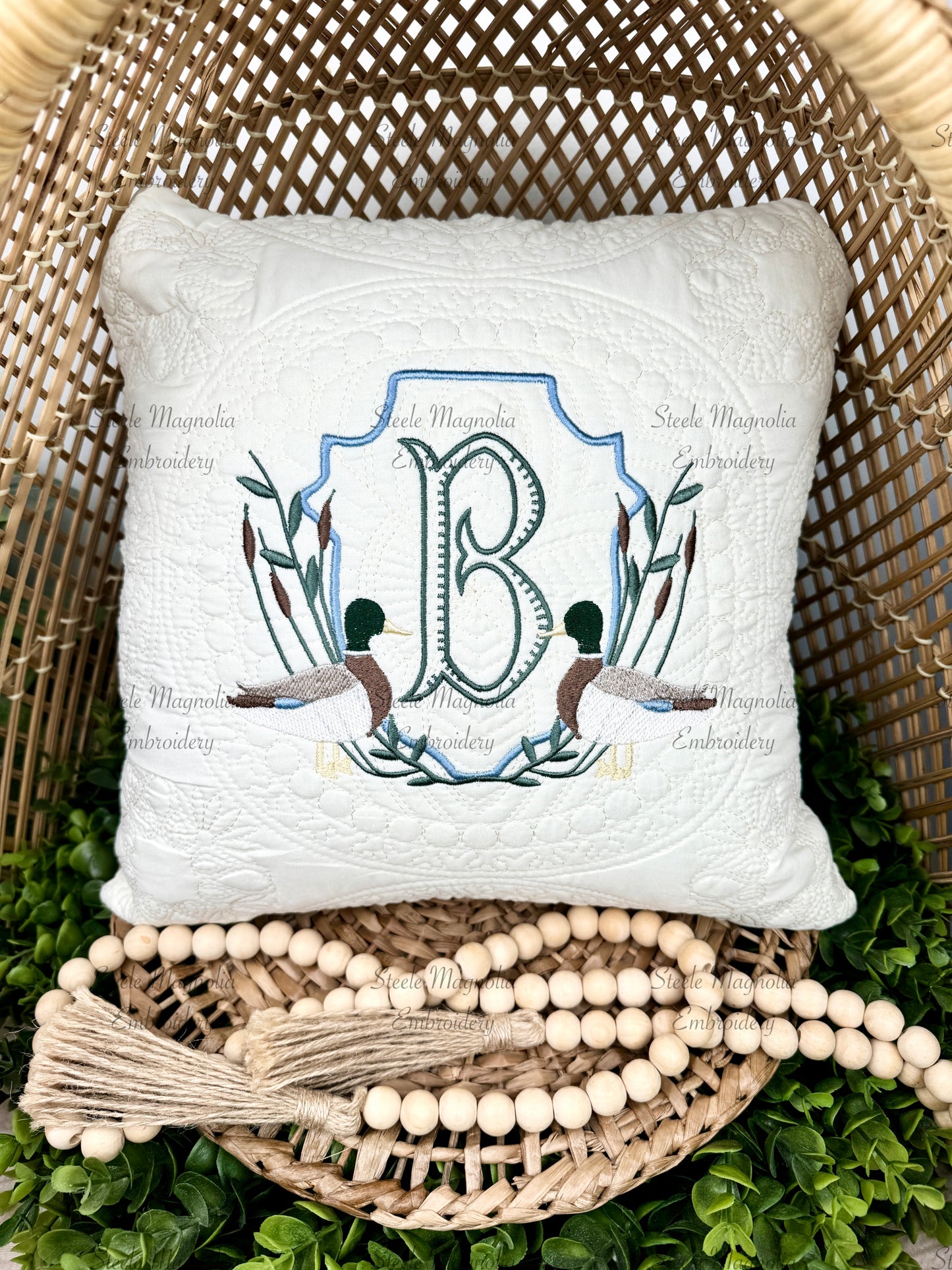 Pastel Mallard Crest Heirloom Nursery Pillow