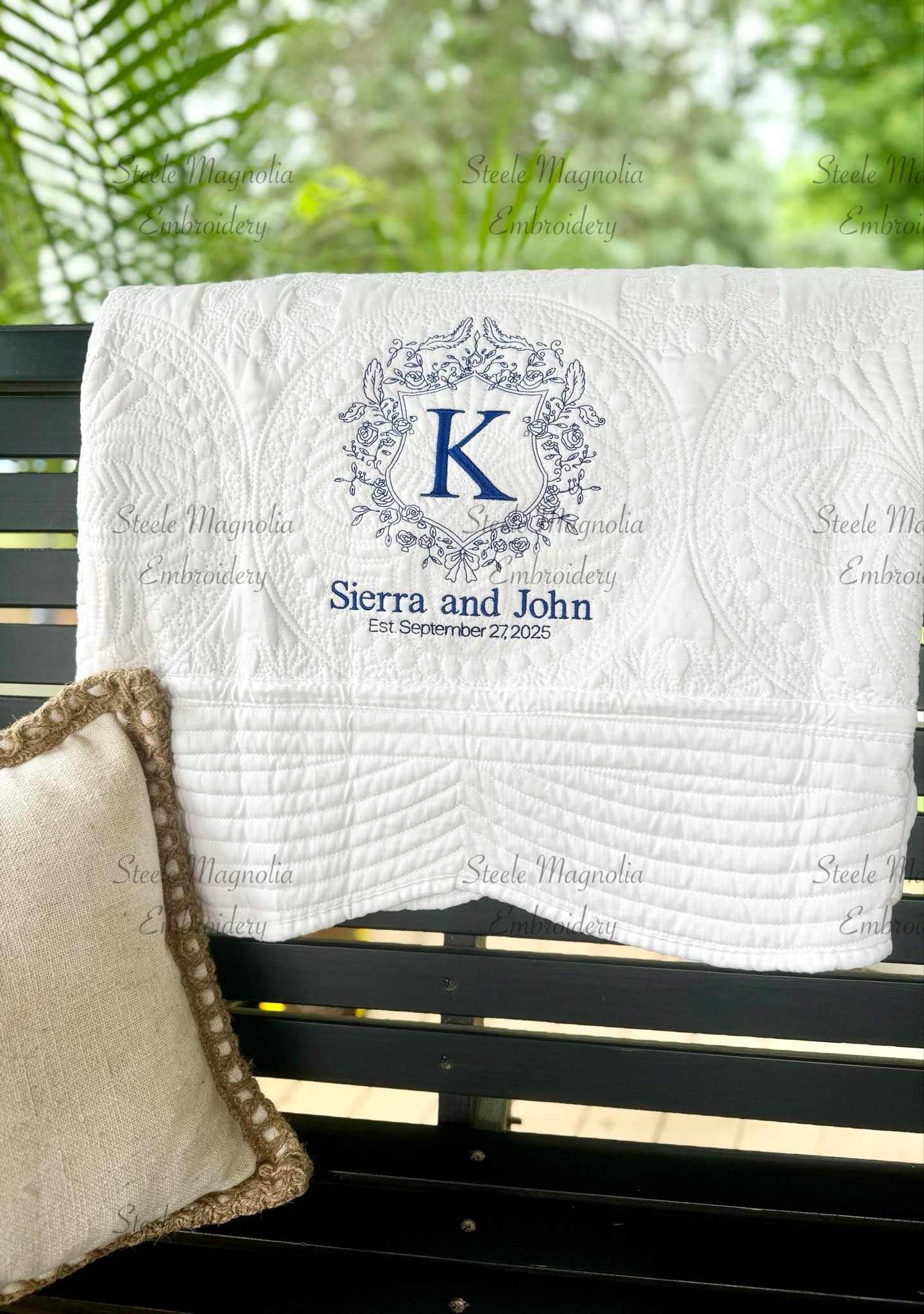 Chinoiserie Heirloom Wedding Lap Quilt Gift