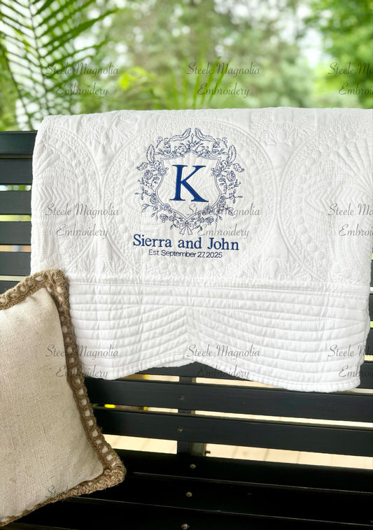 Chinoiserie Heirloom Wedding Lap Quilt Gift