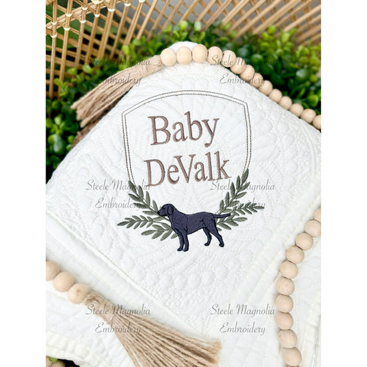 Gender Neutral Labrador Crest Heirloom Quilt